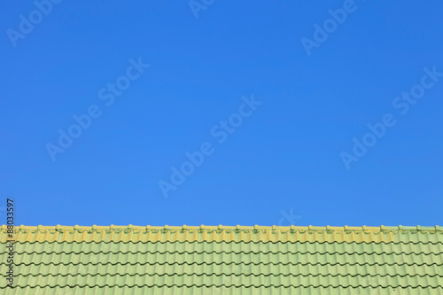 Architectural detail of metal roofing on commercial construction photo