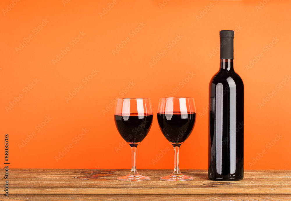 Bottle of wine and two glasses