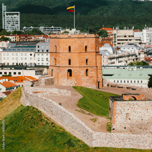 Tower Of Gediminas - Gedimino - In Vilnius, Lithuania.  photo