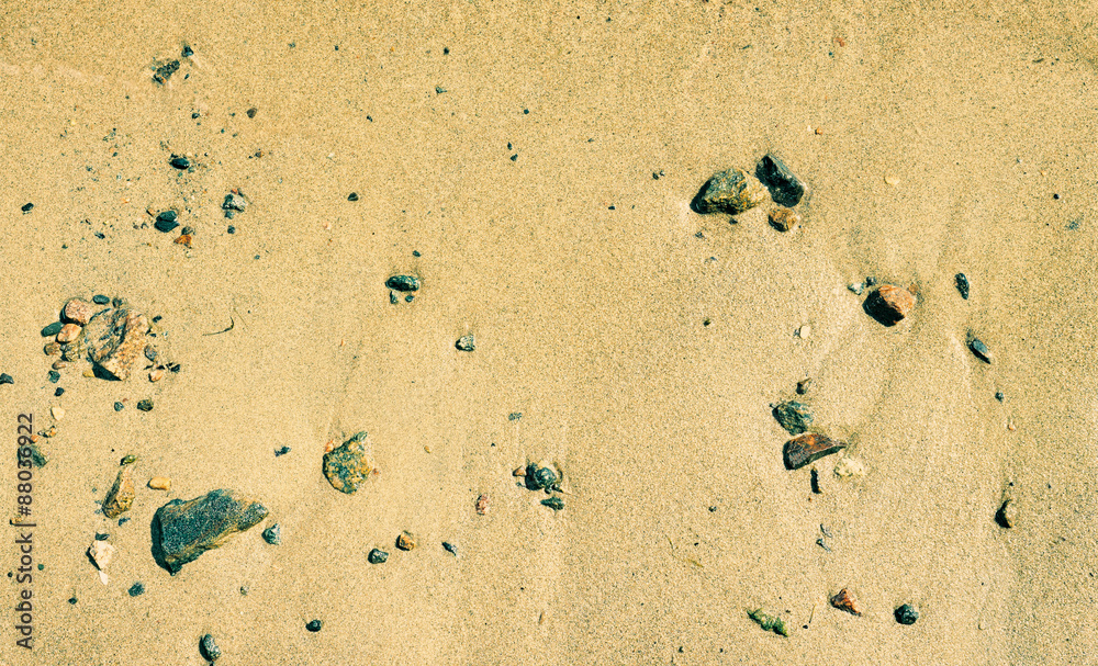 Close-up, sand beach and stones