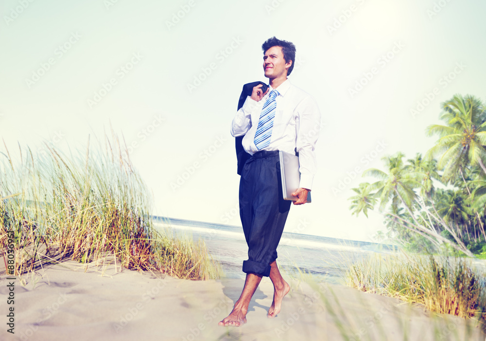 Businessman Relaxation Holiday Travel Destination Concept Businessman Relaxation Holiday Travel Destination Concept