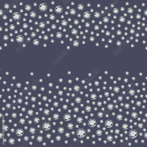 Seamless scattered diamonds (gems, rhinestones) isolated on grey