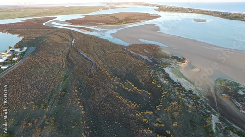 Wallpaper Mural Aerial footage images and elevated view of river murray mouth in coorong and lower lakes. Famous place for coorong sandhills, sand dunes, wetlands, fishing and and boating in South Australia Torontodigital.ca