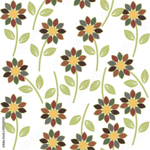 Abstract textile colorful flowers seamless pattern background