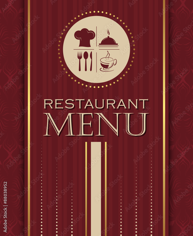 Fototapeta Restaurant menu design cover template in retro style