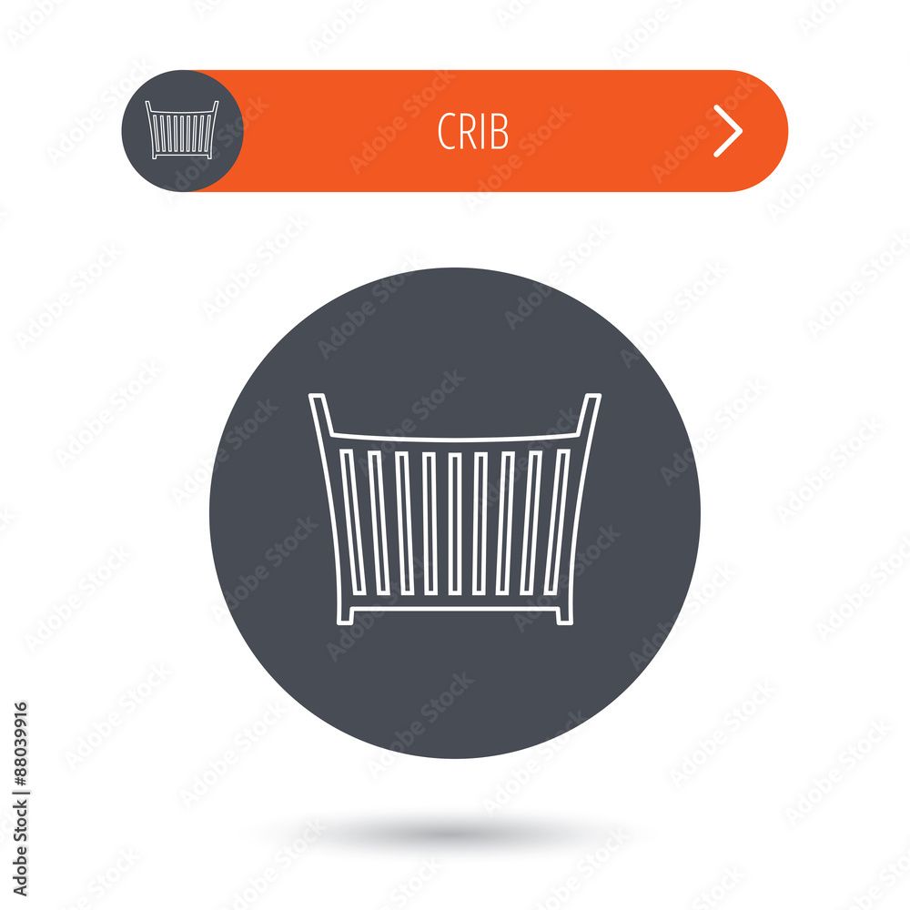 Baby crib bed icon. Cradle or cot sign.