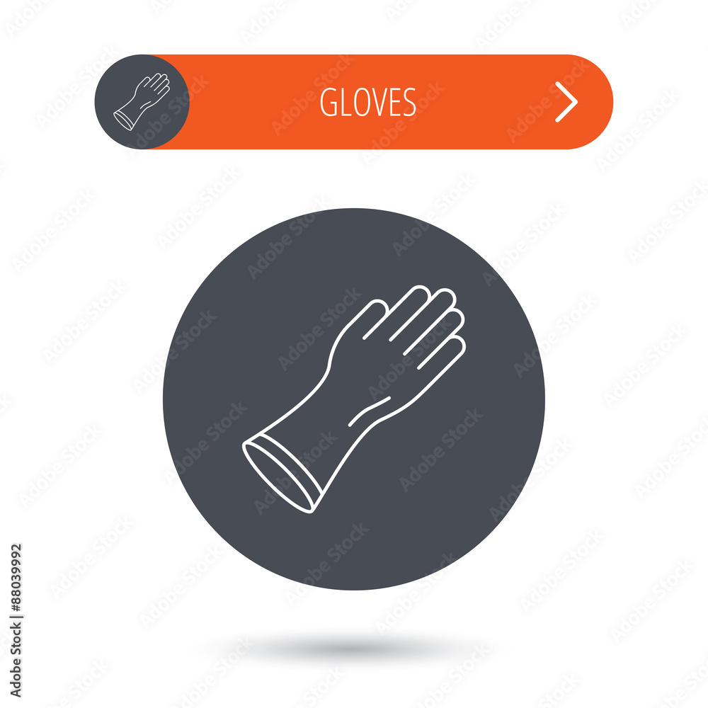 Rubber gloves icon. Latex hand protection sign. Rubber gloves icon. Latex hand protection sign.