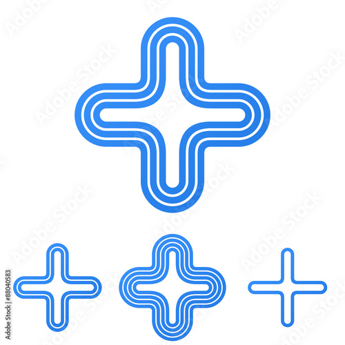 Blue line plus logo design set