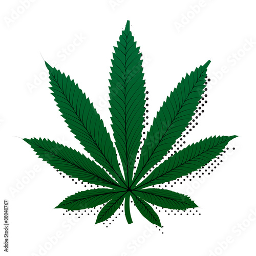 retro marijuana leaf with dotted shadow 