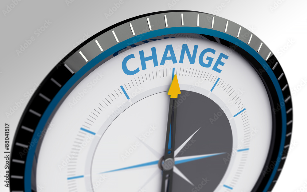 Compass needle pointing to the word change Compass needle pointing to the word change