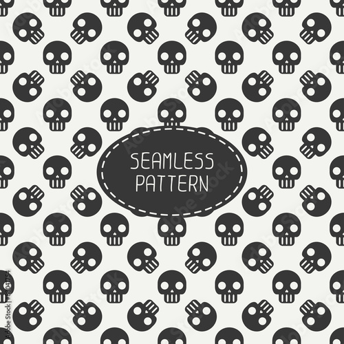 Geometric hipster seamless pattern with skulls and bones