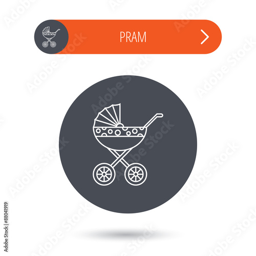 Pram icon. Newborn stroller sign.