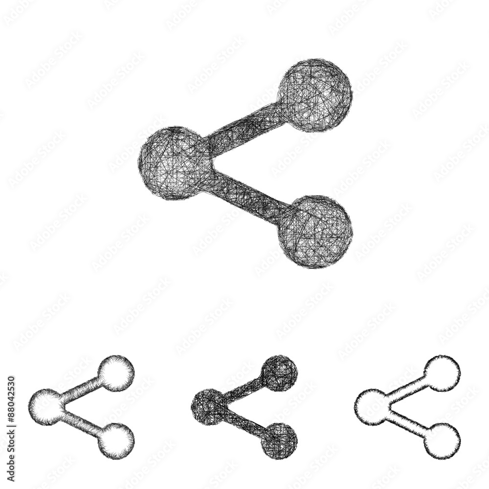 Share icon design set - sketch line art Share icon design set - sketch line art