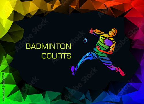 Sports poster with abstract badminton player