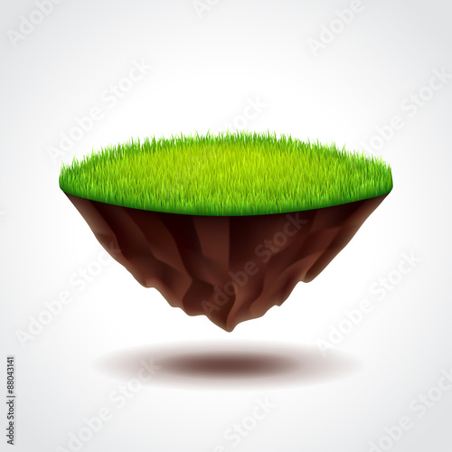 Floating island with green grass vector