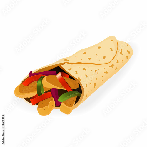 Mexican food fajita or burrito vector illustration