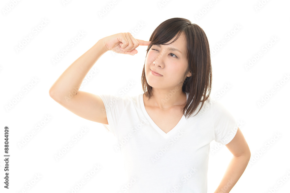 頭痛をうったえる女性 頭痛をうったえる女性