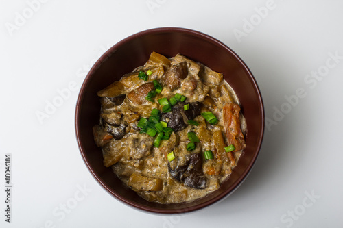 Vegetable, mushroom and meat stew