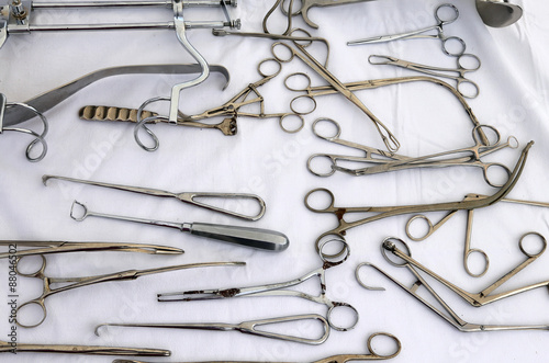 Photos pliers scissors and other ancient medical instruments used durin