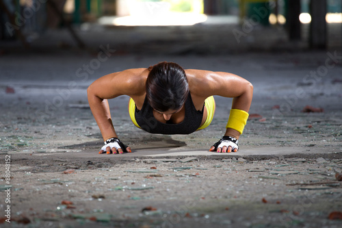 fitness girl doing pushups