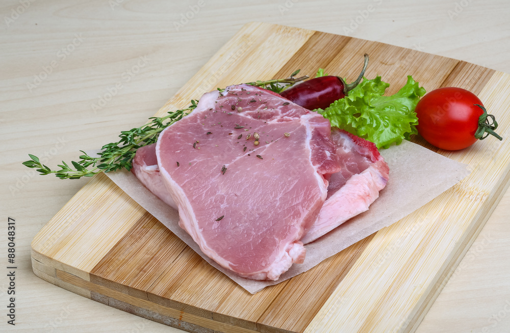 Raw pork steak