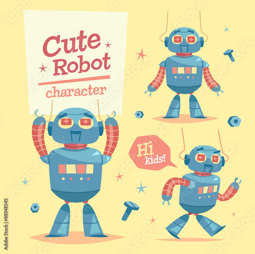 Cartoon robot character. Vector illustration.