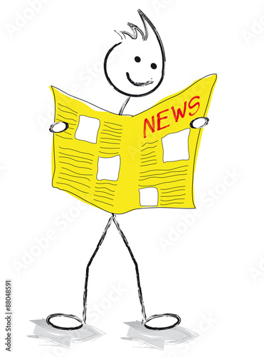 personnage qui lit le journal