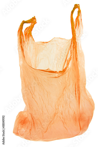  sac plastique orange sur fond blanc 