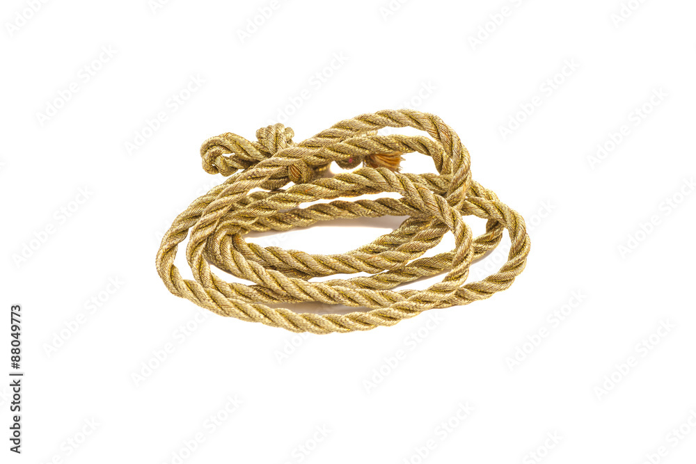 golden rope isolated on white background 