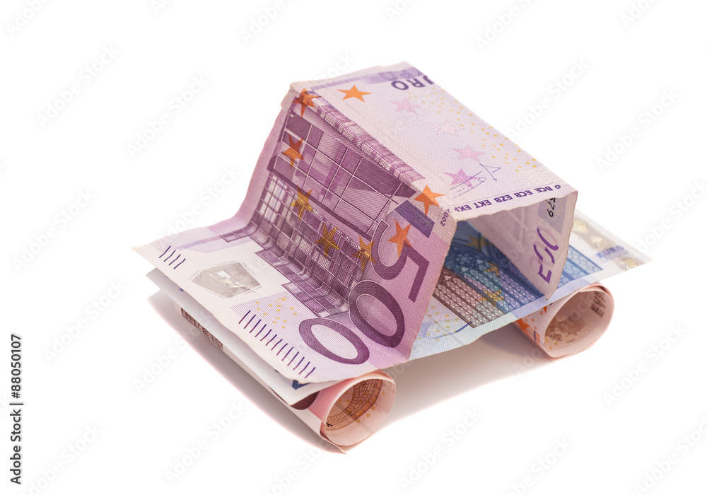 Car Made From Euro Banknotes isolated on white background Car Made From Euro Banknotes isolated on white background