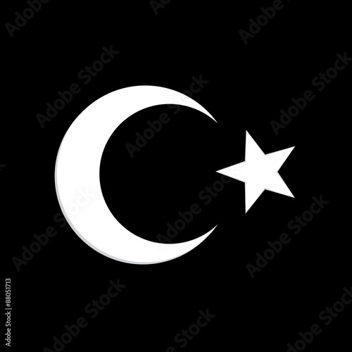 White islamic symbol on a black background. Vector illustration