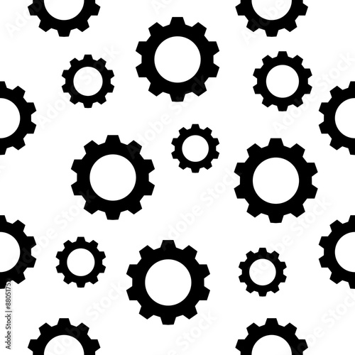 Seamless gear pattern - black gears on white. Vector. Eps 10