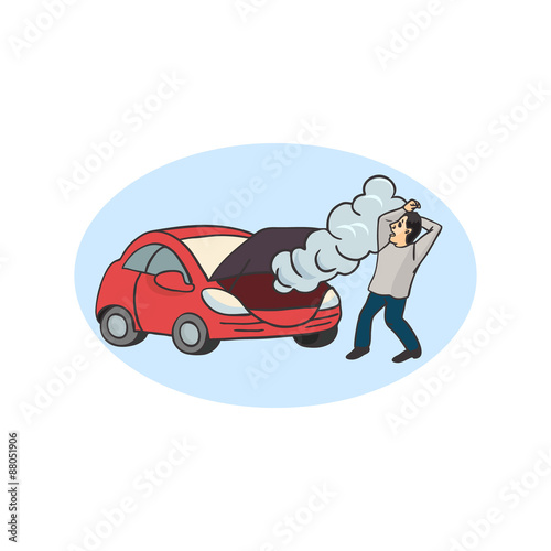 broken car cartoon illustration