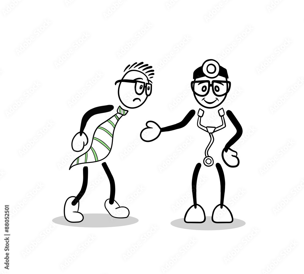 Cute sick cartoon going to doctor Cute sick cartoon going to doctor