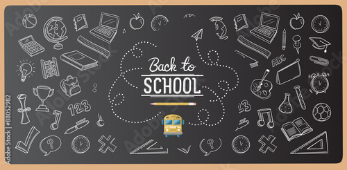 Chalk drawn back to school icons vector