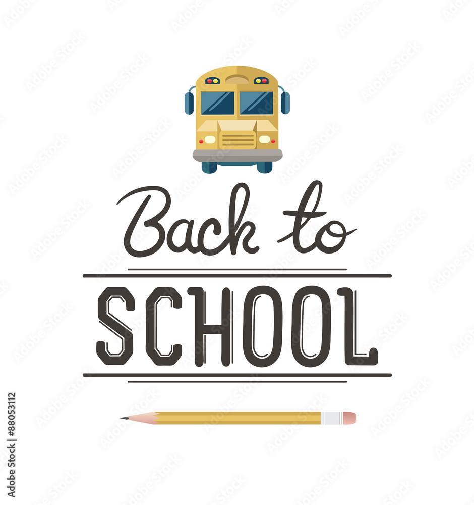 Back to school message with school bus icon vector Back to school message with school bus icon vector