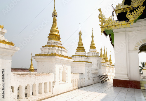 White pagoda is on Sagaing hill, Myamar.