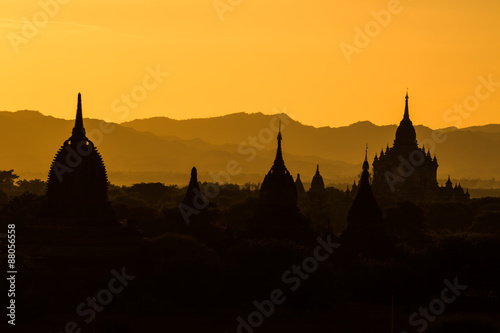 Sunrise at Bagan pagoda Myanmar.