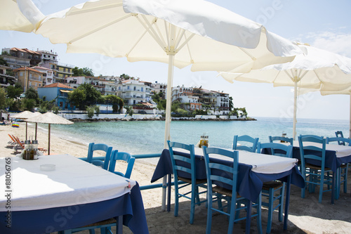 Table set in restaurant on seaside © newnow