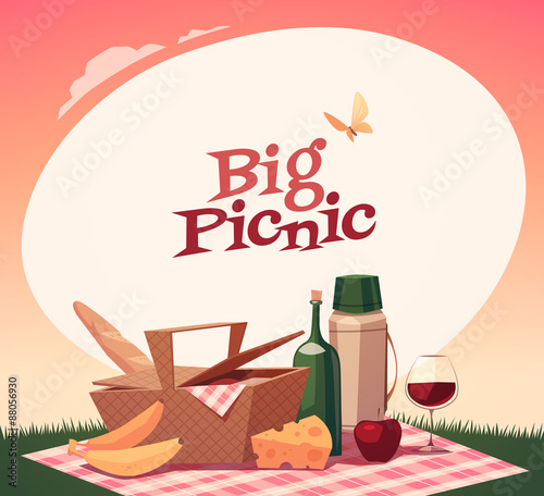 Picnic background. Vector illustration.