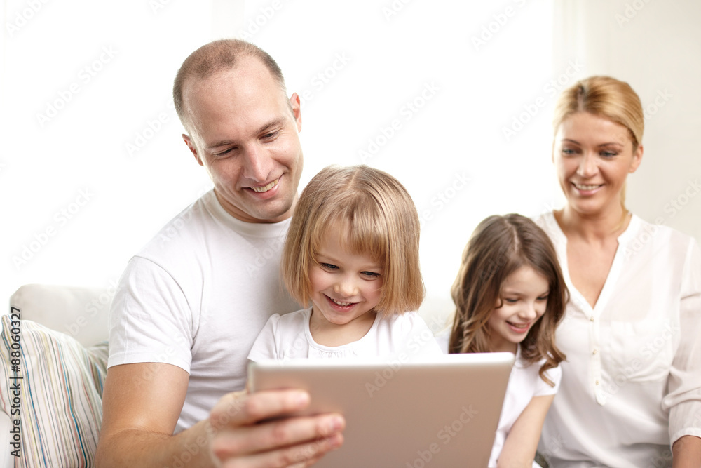 happy family with tablet pc computers at home happy family with tablet pc computers at home