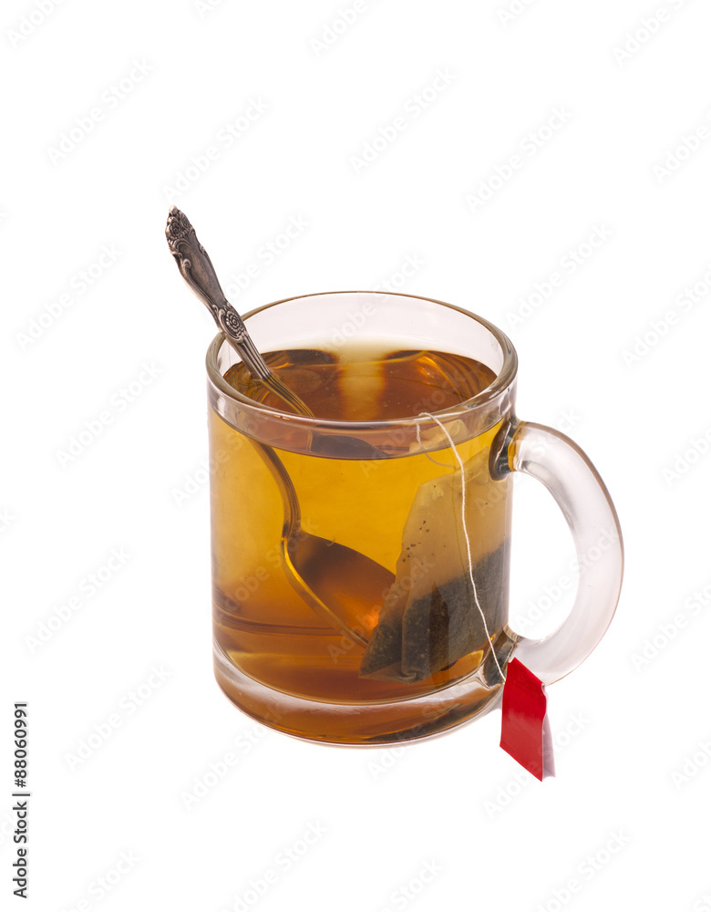 Cup Of Tea with Spoon Isolated On White Cup Of Tea with Spoon Isolated On White
