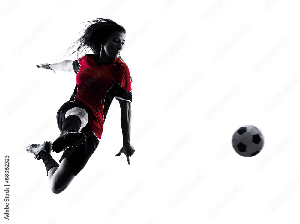 Naklejka premium woman soccer player isolated silhouette