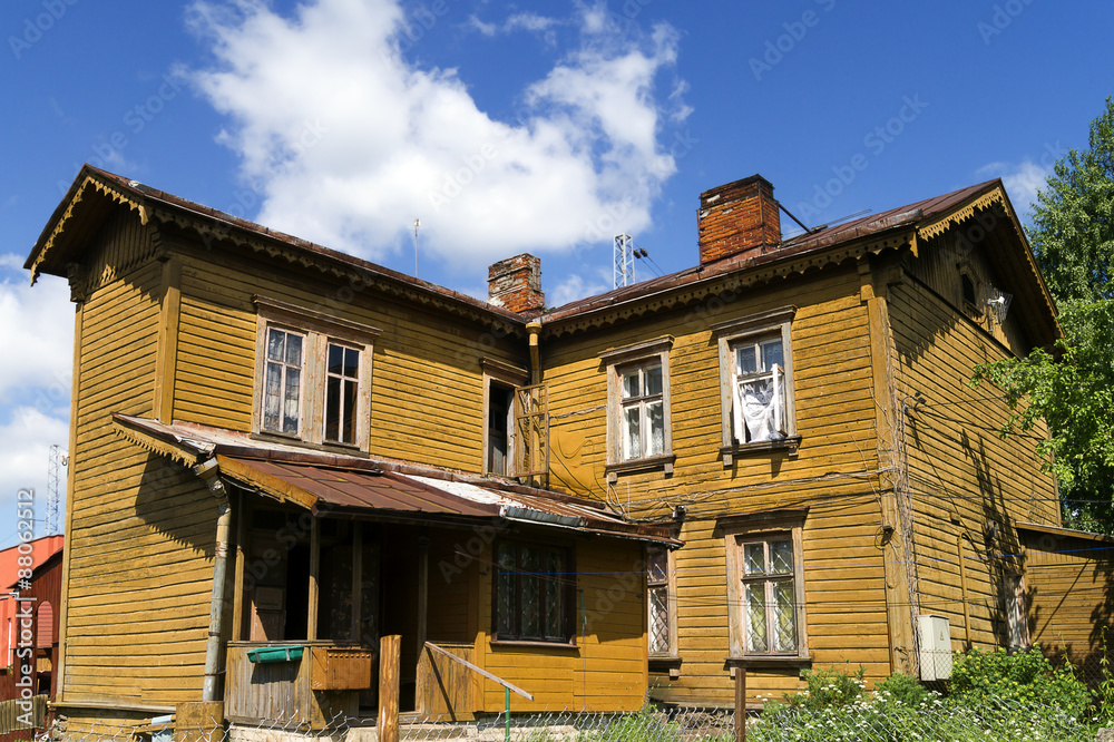 Old wooden two storey house