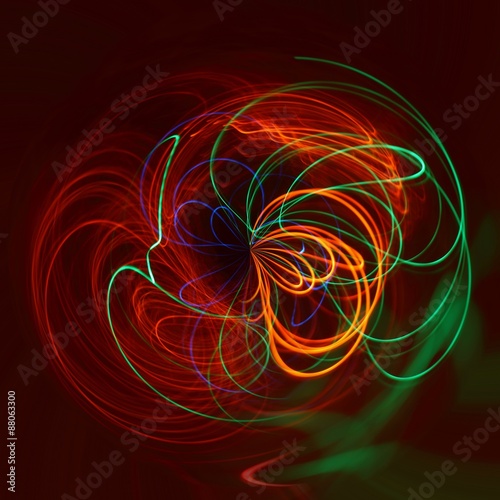 Abstract colorful light rays in circular pattern