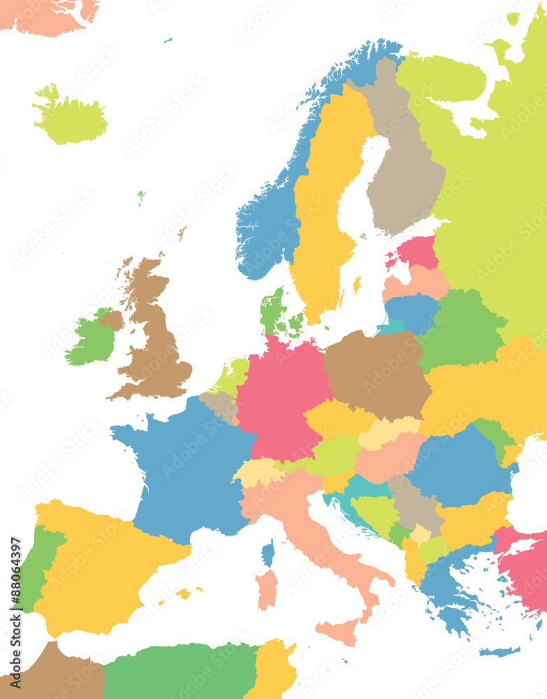 Naklejka premium colorful map of Europe