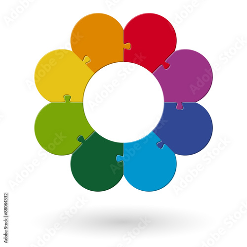 round flower puzzle colored