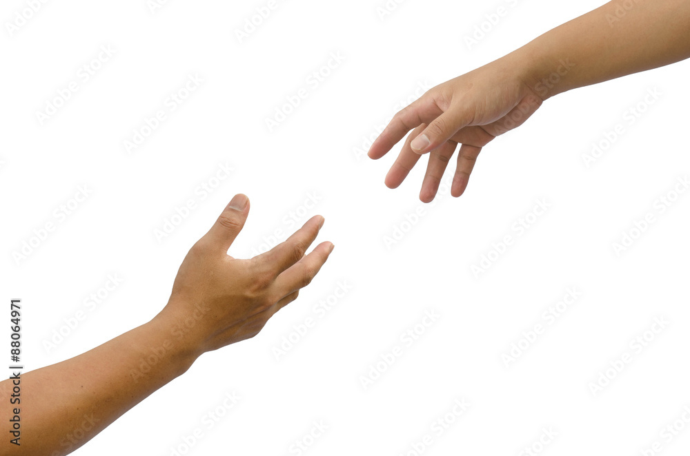 hand arrested on white background, concept help