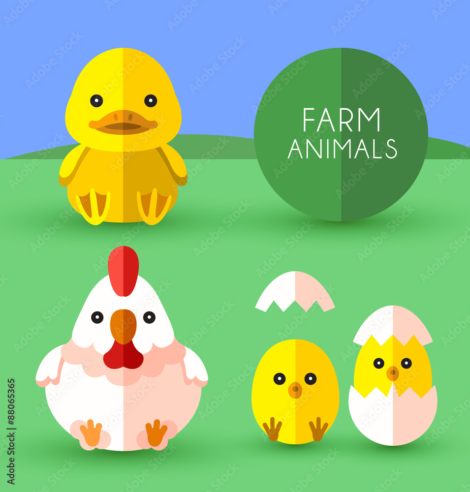 Fototapeta premium Farm Animals : Vector Illustration