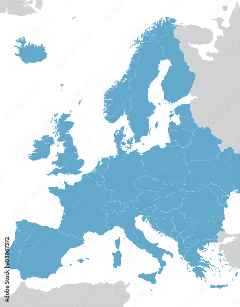 Naklejka premium niebieski wektor mapa Europy
